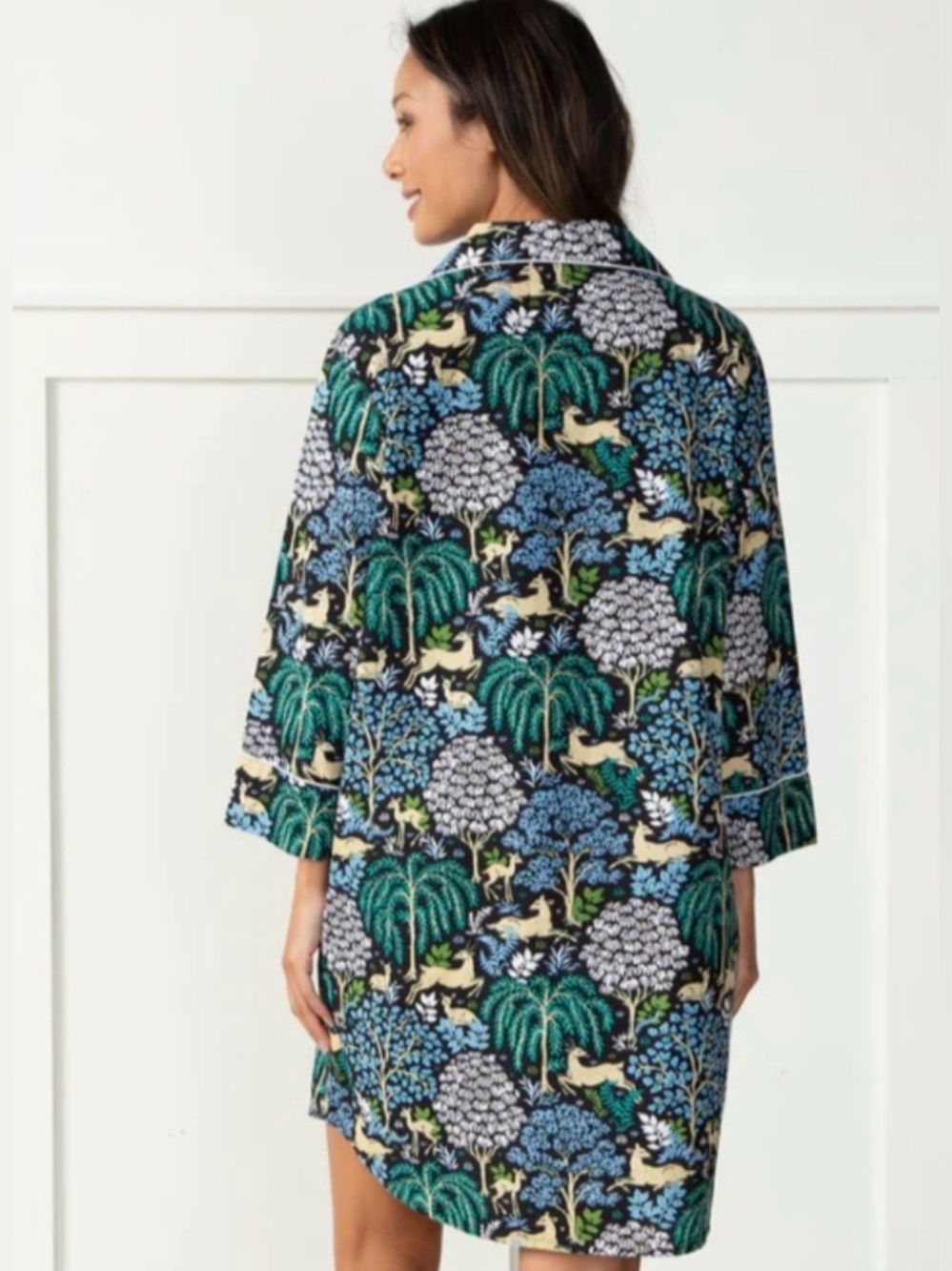 PRINTFRESH Sleep Shirt in Dashing Deer Organic Cotton Pajamas S - Picture 2 of 12